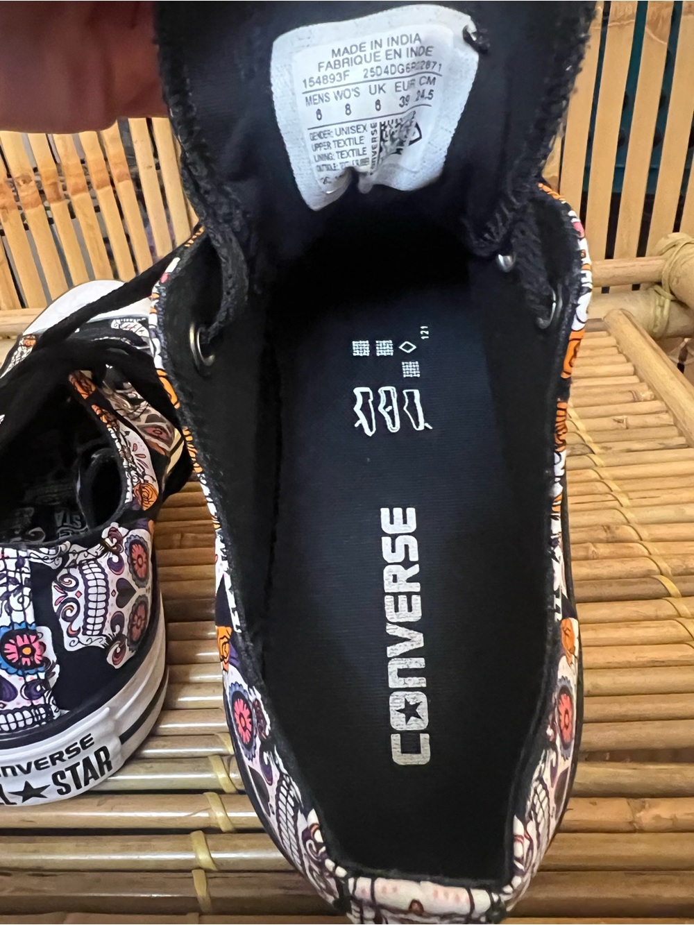 Converse Black Floral Sugar Skull High-Top Sneakers - Picture 4 of 5
